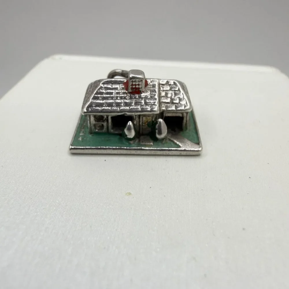 Vintage Sterling Silver‎ and Enamel House Charm/Pendant!
